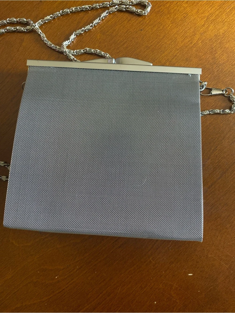 Bos Art studio Red snakeskin and Silver/gray mesh Evening Clutch Bag